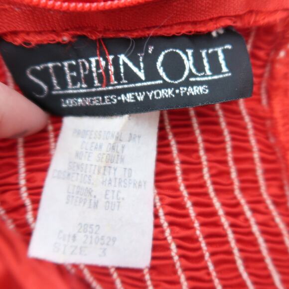 Vintage 80s Steppin' Out Red Lace Drop Waist Bubble Mini Cocktail Dress 3 - Picture 5 of 6